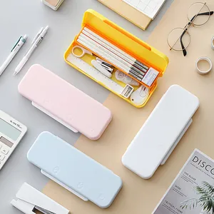 Estuche para Lápices de Doble Capa de Gran Capacidad Linda Pato en Relieve Caja de Plástico Para Estudiantes Escuela Escritorio