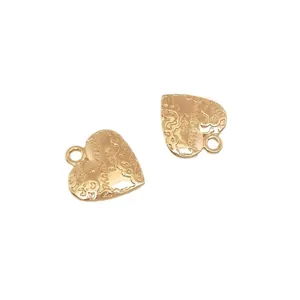 Vintage 14K gold filled heart charms with 'Made With Love' engraving for DIY jewelry making