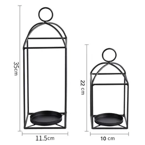 Dimensiones de dos portavelas minimalistas de alambre de metal negro para decoración