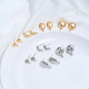 Componenti per Orecchini a Bottone in Acciaio al Titanio Lucido a Forma di Cerchio Ovale Mezzaluna Gioielli DIY 1 Coppia