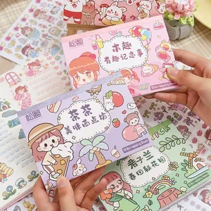 Cute Cartoon Sticker Book Kawaii Decorative Scrapbooking Stickers For Kids DIY Crafting Hand Account Journal Matsuoka Series