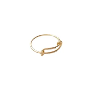 14K Goldgefüllte Verstellbare Ringbasis Für DIY-Schmuckherstellung Kupfer Echtvergoldeter Offener Ring Handgewickeltes Schmuckzubehör