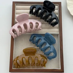 Large Korean style glossy dragon bone hair claw clips set in four elegant colors