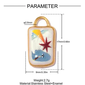 Detailed size and material parameters for the stainless steel enamel star DIY jewelry pendant