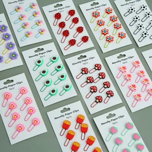 Cartoon Metal Paper Clips Novelty Colorful Heart Fruit Food Shape Bookmark Clips For School Office Document Organizing Stationery