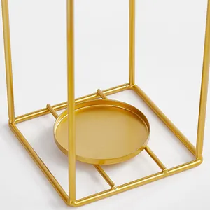 Elegant modern golden metal geometric candle holder for wedding and dinner tabletop decoration