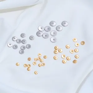 304 Stainless Steel Round Flat Disc Spacer Beads 14K Gold Plated Smooth Loose Bead Findings For DIY Jewelry Making Bracelet Necklace