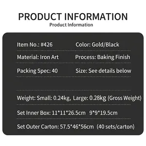 European iron candle holder specification table with material and dimension details