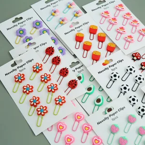 Colorful novelty cartoon metal paper clips set for office and school stationery supplies