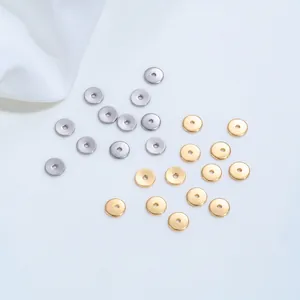 Polished stainless steel round flat spacer beads for jewelry in gold and silver finish