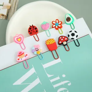 Colorful cute cartoon metal paper clips set featuring food and animal shapes for office