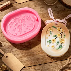 Stampo in Silicone Ovale a Forma di Fiore Per Tavoletta di Cera Aromaterapia Fai Da Te Ciondolo in Gesso Diffusore Auto Sapone Casa