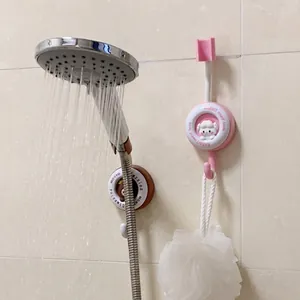 Cartoon Animal Shower Head Holder No-Drill Adjustable Wall Mount Bathroom Sprayer Bracket With Hook Rabbit Pig Bear Monkey Shape Organizer