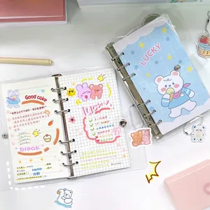 Niedliches Bären-Ringbuch-Journal-Set mit transparentem Einband und Stickern