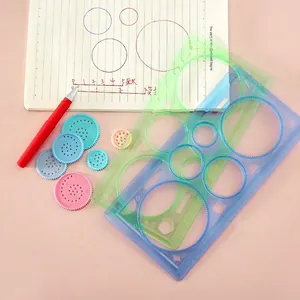 Spirograph drawing set with colorful plastic gears and geometric rulers for kids