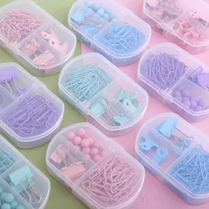 Δημιουργικό Πολύχρωμο Σετ Γραφικής Ύλης Macaron Συνδετήρες Κλιπ Binder Και Πινέζες Με Φορητή Θήκη Για Την Οργάνωση Της Επιφάνειας Εργασίας Φοιτητών Και Γραφείου