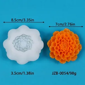 Detailansicht der Abmessungen der 3D-Lotosblumen-Silikonform und des fertigen Produkts