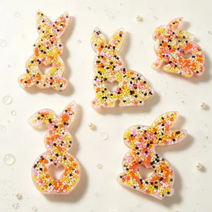 Detailed view of rabbit-shaped skin picking fidget toys filled with colorful sensory beads