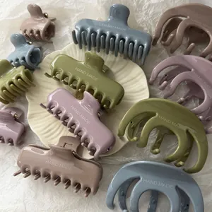 Semplice Pinza per Capelli Serie Caffè Latte Opaco Lucido Plastica Clip a Squalo Grande Piccola Misura Per Donna Accessori per Capelli Fatti a Mano