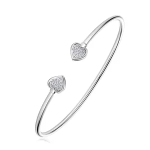 Herz Moissanit Offener Armreif 925 Sterlingsilber Minimalistisch Verstellbar Elegant Eingelegter Schmuck Für Damen Geschenk