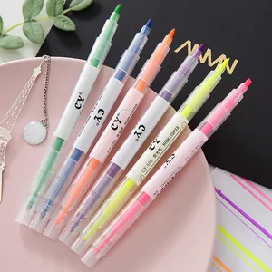 Set of 6 double-ended candy colored highlighters for journaling and highlighting