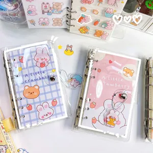 Süßes Cartoon-Ringbuch-Set mit Bären- und Hasen-Illustrationen für Schüler und Studenten