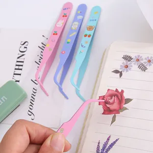 Cute cartoon macaron colored stainless steel tweezers set for DIY scrapbooking craft