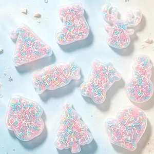 Top view of multiple Christmas shapes skin picking fidget toys with colorful beads