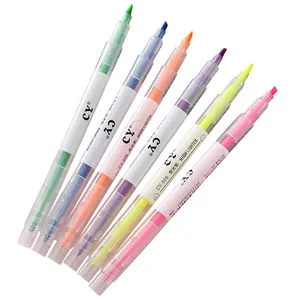Set of 6 double-ended candy colored highlighters for students and journal marking