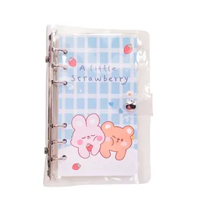 Süßes Cartoon-Ringbuch mit Erdbeer-Hasen- und Bären-Design für Schüler