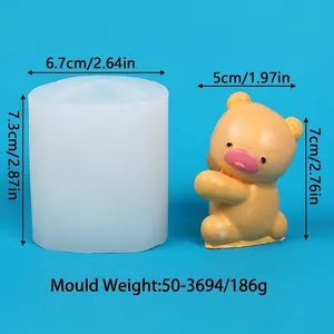 Dimensions du moule en silicone et ours jaune fini pour bougie parfumée ou chocolat
