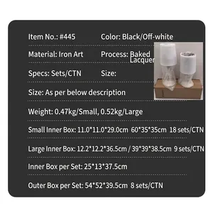 European vintage iron candle holder specifications with black and cream color options.