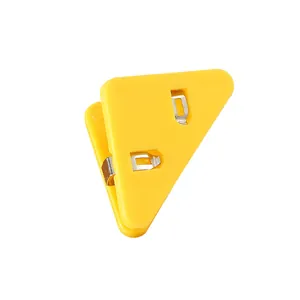 Vibrant yellow triangular corner paper clip for office and student stationery organization