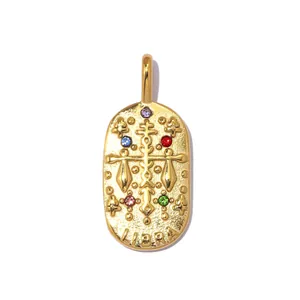 Close-up of French vintage stainless steel Libra constellation pendant with gemstones