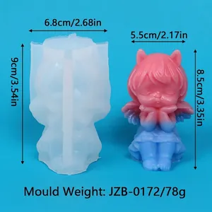 DIY Silikonform für Zeichentrick-Mädchen-Kerzen mit klaren Maßangaben und Details