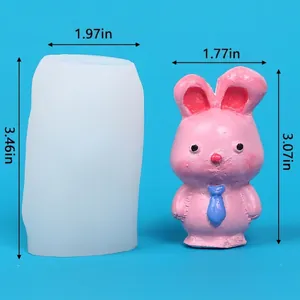 Vue détaillée du moule en silicone lapin avec dimensions pour bougies et mousses DIY
