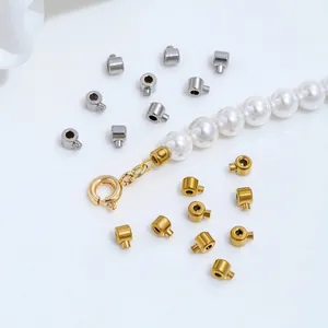 Close-up of gold and silver stainless steel clasp connectors for DIY jewelry making