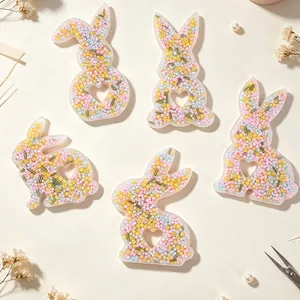Detailed view of rabbit-shaped skin picking fidget toys with colorful pastel beads.