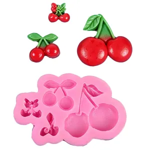 Kers siliconen mal voor DIY fondant chocolade decoraties en hars ambachtelijke hangers.