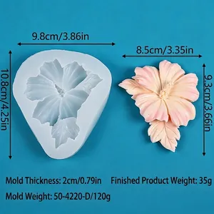 Detailed size specifications for hibiscus flower silicone mold and resin casting