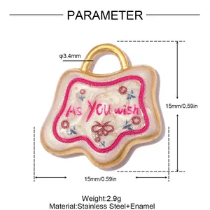 Detailed specifications of the heart-shaped stainless steel pendant with 'As You wish' text