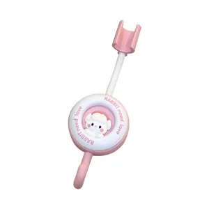 Punch-free adjustable shower head holder with hook and cute cartoon rabbit design