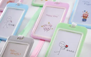 Premium colorful cartoon ID card holders and bus card sleeves with matching lanyards