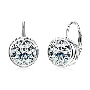 925 Sterlingsilber Moissanit Klappbügel Ohrringe D Farbe VVS1 Moissanit Diamant Ohrstecker Mode Schmuck Mit GRA