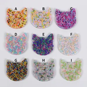 Cat-shaped sensory skin picking fidget toys filled with colorful beads for stress relief