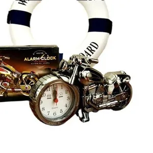 Vintage style creative motorcycle alarm clock desktop ornament for student birthday gift