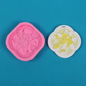 Floral silicone mold for DIY aromatherapy pendants and wax tablets with finished sample