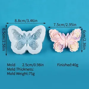 Comparison of butterfly rose mold and finished product with precise size markings