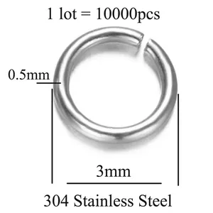 Vue détaillée d'un anneau de jonction ouvert en acier inoxydable 304 de 3mm DIY