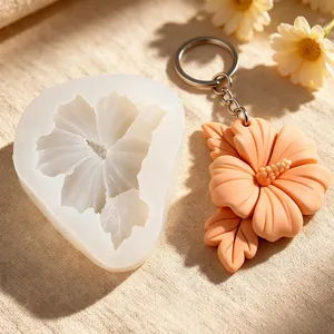 DIY Hibiscus Magnolia Flower Silicone Mold For Resin Casting Keychain Pendant Making Epoxy Resin Craft Supplies Handmade Bag Decoration